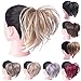 OUBECA Tousled Synthetic Hairpiece Scrunchies Straight Elastic Updo Scrunchy Messy Bun for Women (M2/33 Dark Brown)