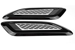 KIMISS Hood Vents, Exterior Hood Air Vent Outlet Wing Trim for Land Rover Range Rover Evoque 2012-2018(Black & Silver)