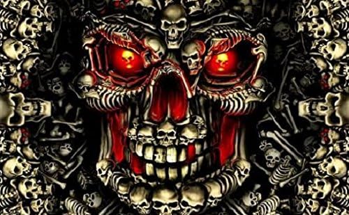 Deadly Skulls Flag 5ft x 3ft Large - 100% Polyester - Metal Eyelets - Double Stitched