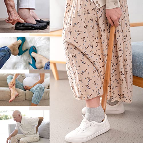 onebarleycorn 2Pcs Long Shoe Horn, 38 cm, Long Wooden Shoe Horn Shoe Horn Long for the Elderly, Men, Women, Children