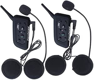 Excelvan V6 Pro - 2×Auriculares Intercomunicador Bluetooth para Casco ...