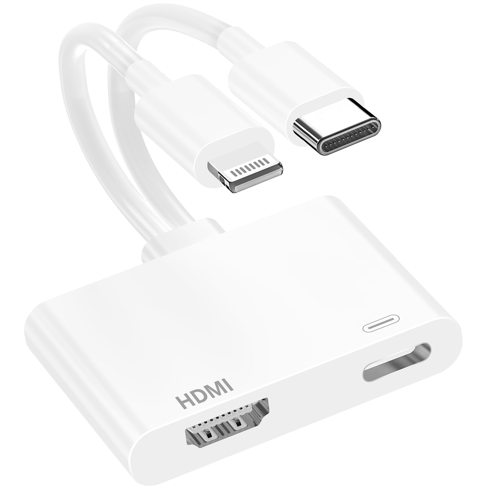 Photo 1 of [Apple MFi Certified] Lightning and USB-C to HDMI Adapter for iPhone ipad to TV, 4K@60 Hz Sync Screen Apple to Digital AV Adapter for MacBook iPhone 17/16/15/14/13/12 to TV/Projector/Monitor