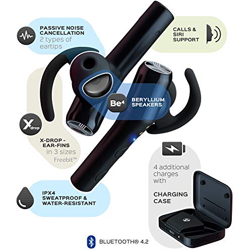 TREBLAB X5 - Advanced Sports Bluetooth Earbuds, Signature HD Sound w/Beryllium Speakers, 30H Battery, Waterproof IPX4, Noise Cancelling, Hands-Free Microphone, True x-Drop Running Wireless Headphones