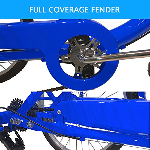 SURPCOS Adult Tricycle Cruise Bike Full Size 3 Wheeled Trike Bicycle with Wire Shopping Basket (Blue, 7-Speed, 26" Wheel) - Thumbnail 3