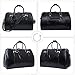Leathario Mens Genuine Leather Overnight Travel Duffle Weekend Bag (Black-141)