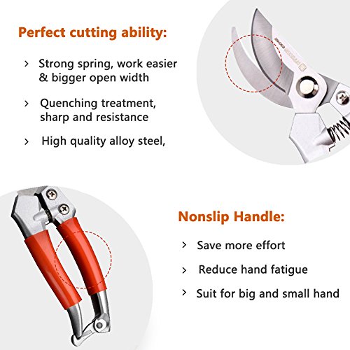 Garden Pruner, Lightdot Hardware, Stainless Steel Pruning Shears, Hand Pruner, Garden Clipper (Attached With A Pair Of Gloves) - Thumbnail 3