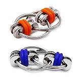 SENQIAO Flippy Chain Fidget Toy with Durable Rust Resistant Rings and Chain Parts Perfect Device (Blue+Orange)