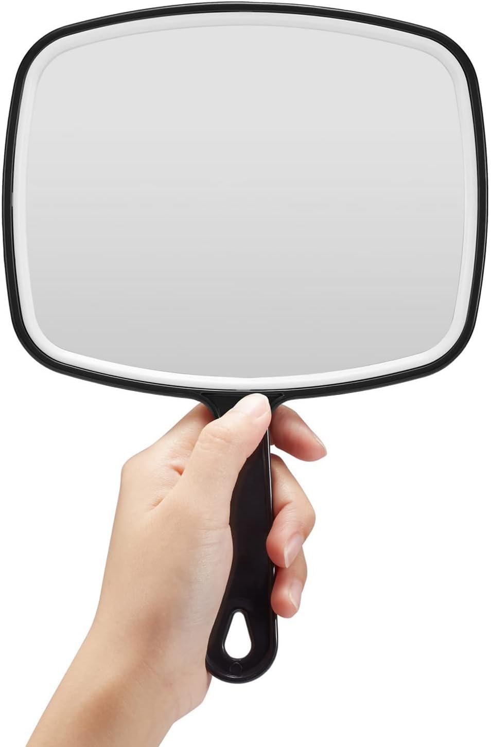 OMIRO Hand Mirror Black Plain Square Handheld Mirror with Comfortable Handle