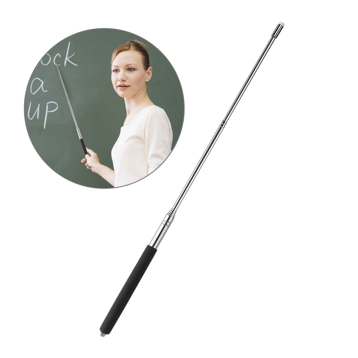 OULII Hand Pointer Extendable Telescopic Retractable Learning Resources Pointer Handheld Presenter Classroom Whiteboard Pointer (Black)