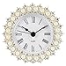 NIKKY HOME Small Table Clock with Faux Pearls Battery Operated for Living Room Decor Desk Shelf 3'', White