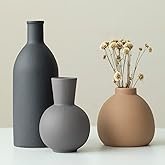 Modern Ceramic Vase Set of 3, Decorative Flower Vases for Home, Multicolor Pottery Vases for Living Room, Kitchen, Bedroom, Shelf, Rustic Farmhouse (Blue Black)