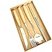 Boying Wooden Handle Stainless Steel Tableware Silverware Dinnerware Set Mirror Polished Utensils (4-Piece Flatware Set)
