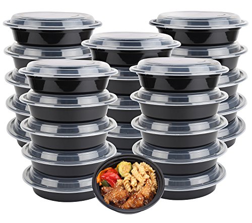 50-Pack containers with Lids (24 OZ.) Lunch Boxes -BPA-Free Food Grade.- Freezer & Dishwasher Safe - Premium Quality