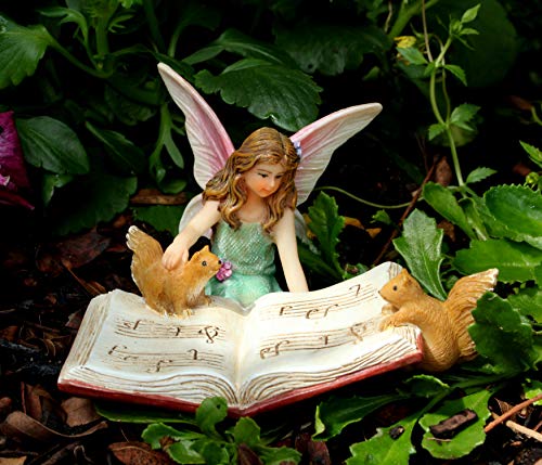 PRETMANNS Fairy Garden Fairies - Miniature Accessories - 2 Boy Fairies Playing Musical Instruments & Fairy Reading a Music Book - 3 Pieces - Thumbnail 3