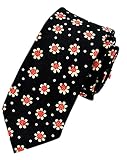 LaiGouMai Men's Fashion Causal Black Floral Printed Linen Tie Necktie