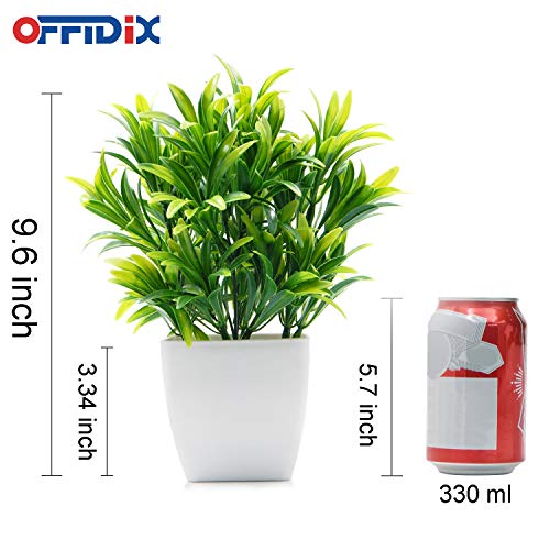 OFFIDIX Faux Plants Mini Potted Plastic Fake Green Plant Artificial