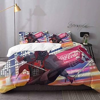 WomHouse 1 Duvet Cover and 2 Pillowcases Spider Miles Morales Spider Verse Fz Light-Weight Microfiber Duvet Cover Set Bedding 3 Piece Duvet Cover Set Twin