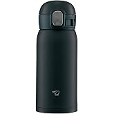 Zojirushi SM-WA36-BA Zojirushi Water Bottle, One-Touch Stainless Steel Mug, Seamless 0.36L Black