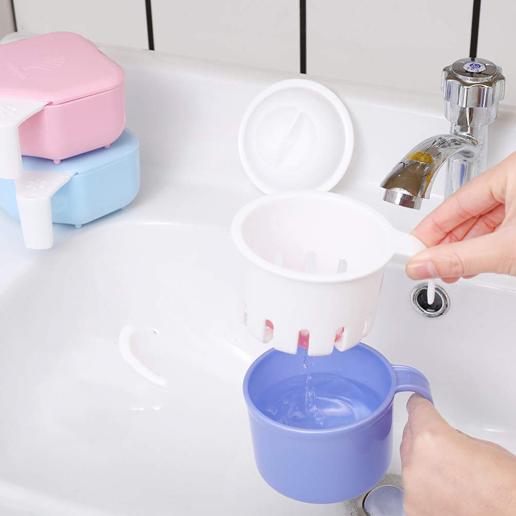 EXCEART Denture Case Box Denture Cup with Strainer Denture Bath Box False Teeth Storage Box Container Holder for Travel Retainer Cleaning : Beauty