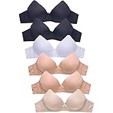Mamia Women's Basic Plain Bras, Size 30A Thru 46DDD, Pack of 6