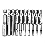 Toolcool Broppe 10pcs SAE 5/64-5/16 Inch Hex Head Screwdriver Bit Set 1/4 Inch Hex Shank Magnetic Screwdriver Bit