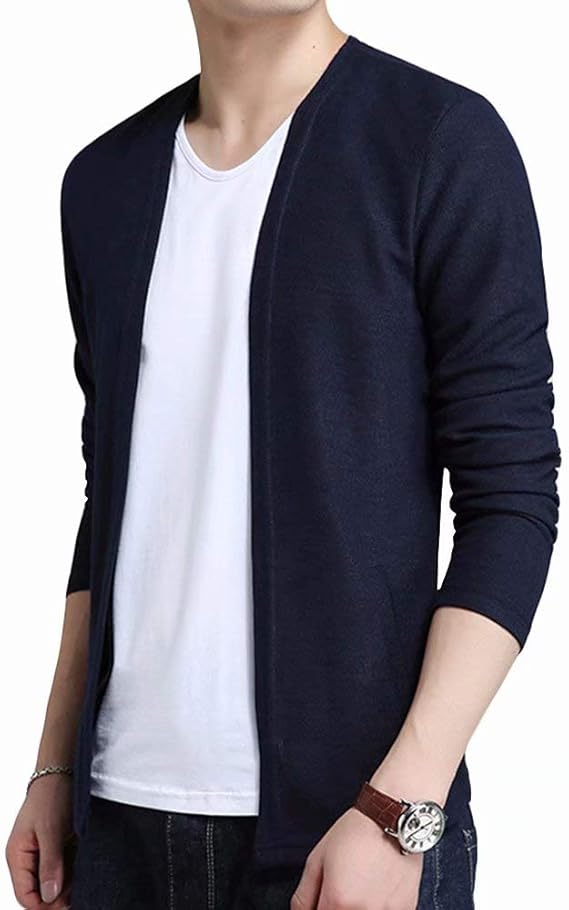 Amazon Vicalled カーディガン メンズ 綿 ジャケット セーター ニット フェイクレイヤード 2 In１ スマート ｖネック 職場 無地 黒 紺 春 秋 薄手 軽 カーディガン 通販