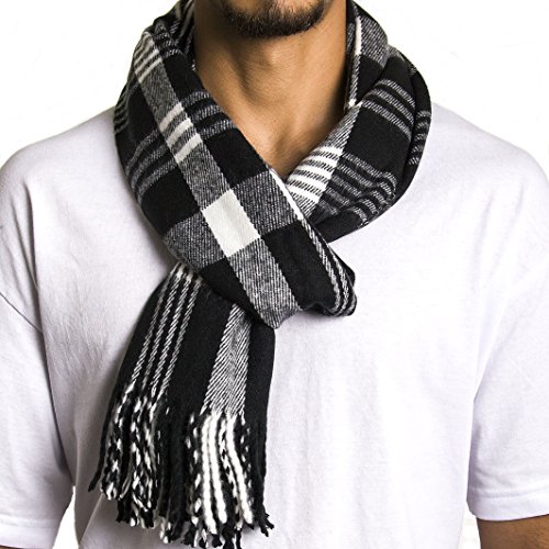 Alpine swiss mens plaid scarf soft winter scarves unisex