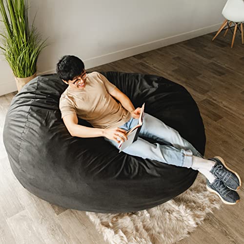 Big Joe Fuf XL Foam Filled Bean Bag Chair with Removable Cover, Black