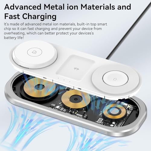 Cargador inalámbrico 3 en 1, estación de carga plegable para Magsafe para iPhone 17/Air/16/15/14/13/12 Serie, Apple Watch 11/10/9/8/7/SE 3/SE 2/SE/6/5/4/3/2/1/Ultra 3/Ultra 2/Ultra, AirPods pro/2/3/4