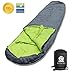 BOS Portable Mummy Sleeping Bag- Ultralight Waterproof Camping Sleeping Bag with Compression Sack for 4 Season Traveling and Outdoor Activities- Large Sleeping Bag for Adults up 7'2-Grey&Left-Zip