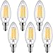 LETO B11 6W led light bulbs candelabra base Dimmable,UL Listed-60W Equivalent Light Bulbs Equivalent,LED Warm White 2700K Chandelier Bulb,E12 Candelabra Base,6-Pack