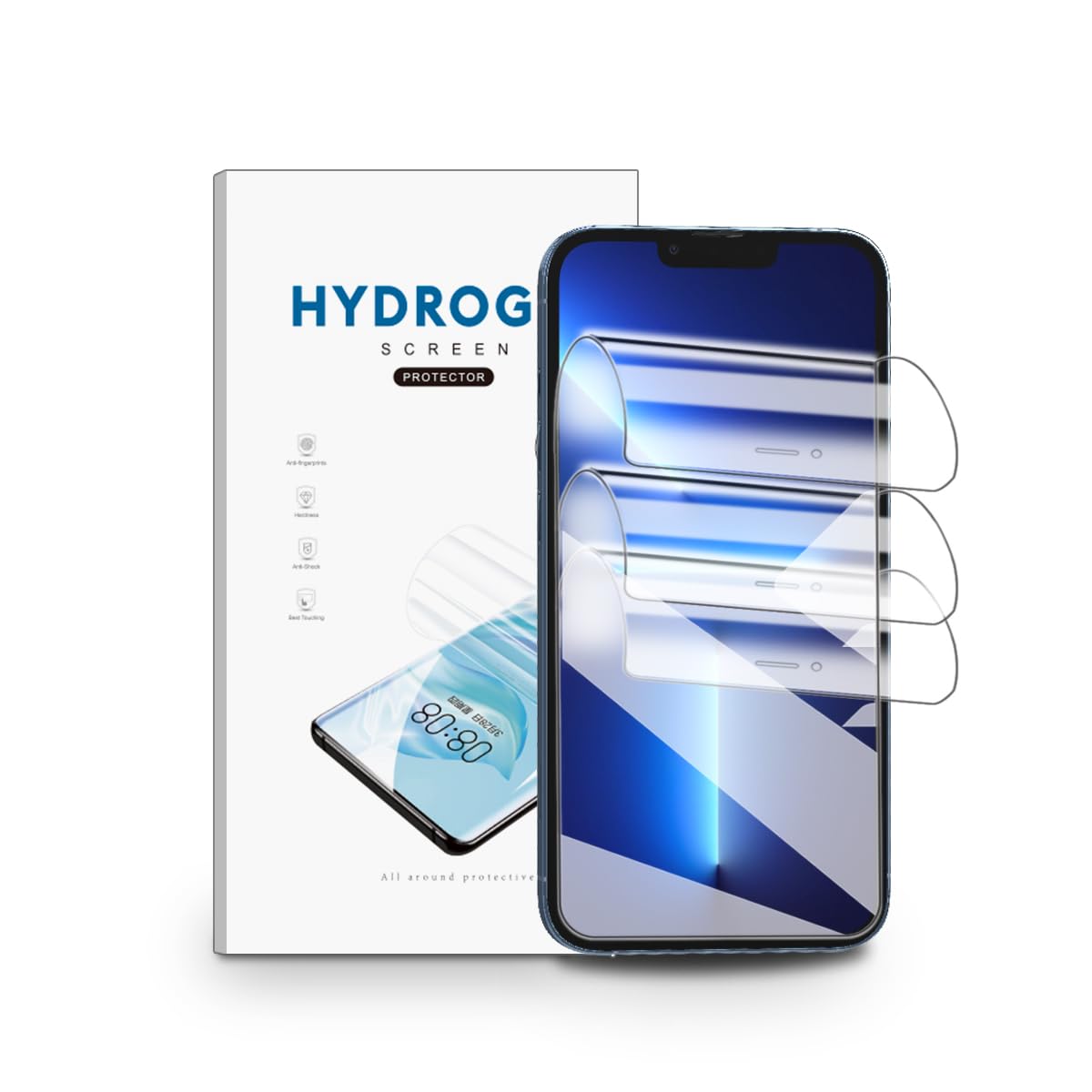 nvskvd Screen Protector for iPhone 13/13 Pro, 3 Pack TPU Hydrogel Film HD Clear Flexible, Support Fingerprint Unlock, High Sensitivity, Self-Healing (Not Glass)