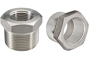 Beduan Stainless Steel Reducer Hex Bushing, 3/8" Male NPT to 1/4" Female NPT, Reducing Cast Pipe Adapter Fitting(Pack of 2)
