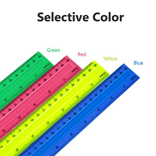 50 Pack Colorful Plastic Ruler, 12 Inch Standard/Metric Rulers Straight ...