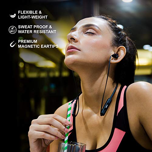 Mulo Wonderloop 500 Wireless Neckband Earphone with Deep Bass Sound, IPX7 and Vibration Alert (Black)