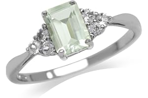 Silvershake 7x5mm Octagon Shape Birthstone Gemstone White Gold Plated or Yellow Gold Plated 925 Sterling Silver Engagement Ring Jewelry for Women