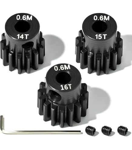 0.8M Hardened Steel Pinion Gear Set 14T 16T 18T 20T 22T With Hex Key - 3.175mm Hole RC Car Upgrade Parts