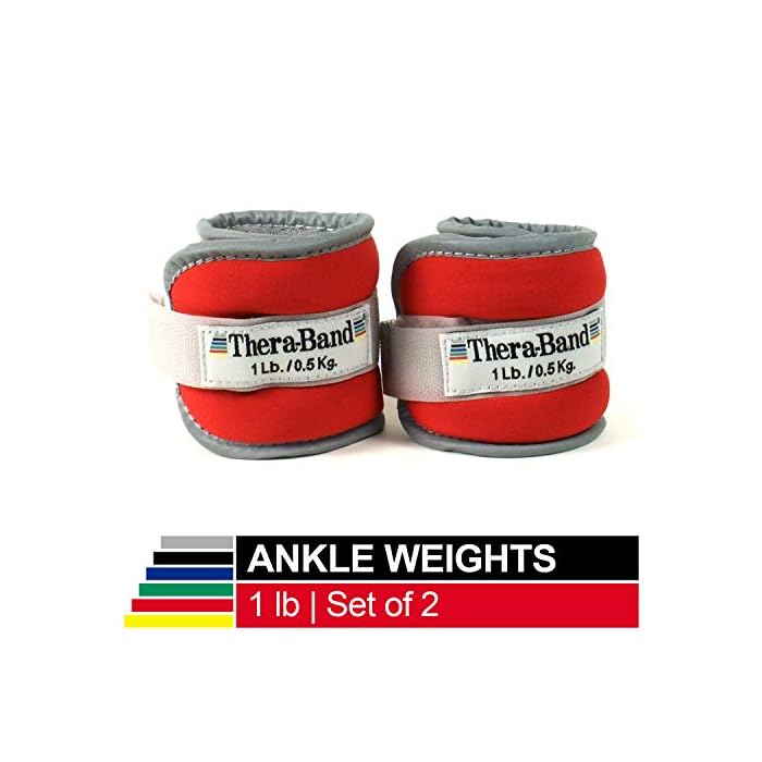 THERABAND Ankle Weights, Comfort Fit Wrist & Ankle Cuff Weight Set, Adjustable Walking Weights
