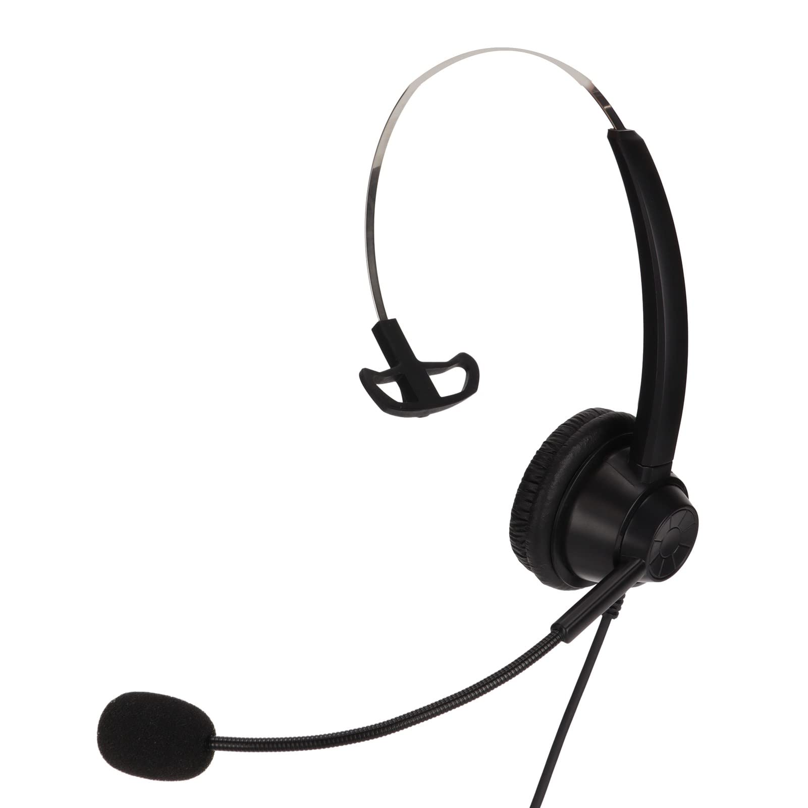 ASHATA 2.5mm Headset,Office Single-Ear Headset with Micphone,Speaker Volume Adjustment/Microphone Mute,for Call Center Business Conference Calls,Monaural,Black