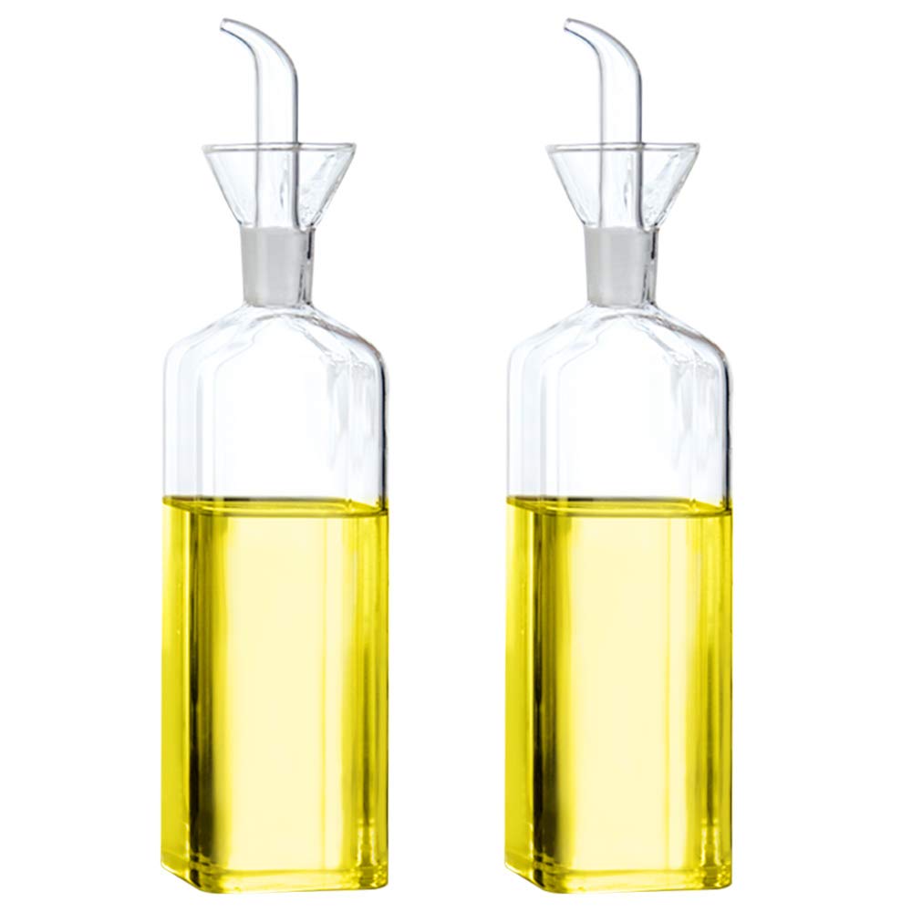 Lanhope Oil Bottle Glass Olive Oil Dispenser Bottle Glass Cooking Oil Vinegar Measuring Dispenser With Spout for Kitchen and BBQ (500ml/17.6oz, 2 Pack)