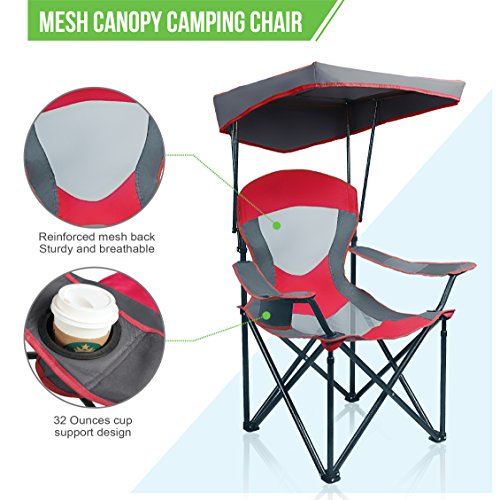 ALPHA CAMP Mesh Canopy Chair Folding Camping Chair Red Pricepulse