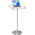 RexTact Acrylic Podium Stand,43"H Angle Adjustable Lecterns & Podiums,Portable Rolling Podium with Metal Base,Pulpits Podium for Churches,Classroom,Wedding
