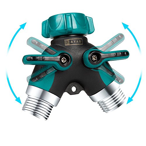 ZAYAD Y Hose Splitter 2 Way, Body Metal Garden Hose Connector with Comfortable Rubberized Grip with Outdoor Faucet, Sprinkler & Drip Irrigation Systems,Bonus Included: 6 Washers (2-Packs)