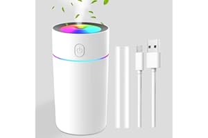 Marspeeder Mini Humidifier with 7-color Lights, 350ml Small Car Humidifier [2 Mist Modes] Super Quiet Personal Room Humidifie