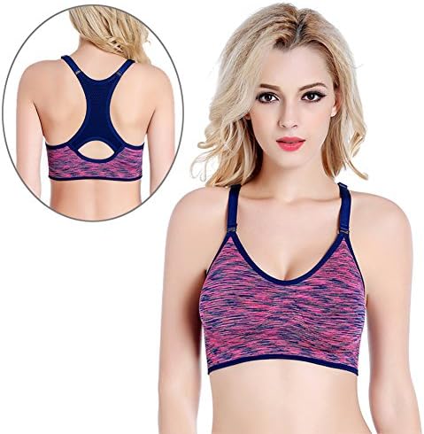 TY Fitness Women's Purple High Impact Seamless Sports Bras with Removable Pads and Adjustable Straps Size S