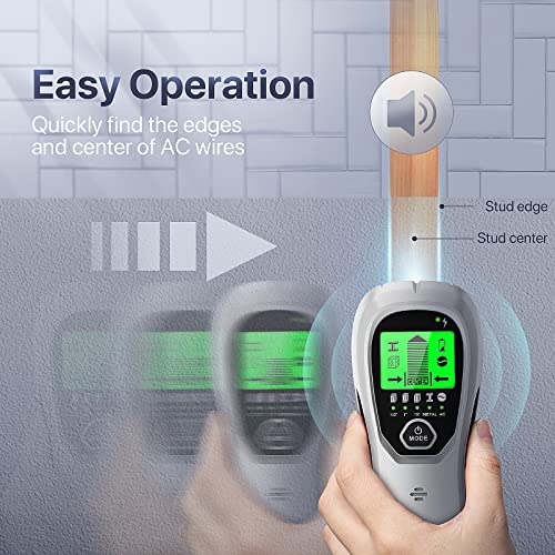 Stud Finder Sensor Wall Scanner, M MARSIAN 5 in 1 Electronic Stud Locator with LCD Display, Sound Warning and Auto Calibration, Beam Finder, Center Finding for Wood Metal Studs, LIVE AC Wire Detection