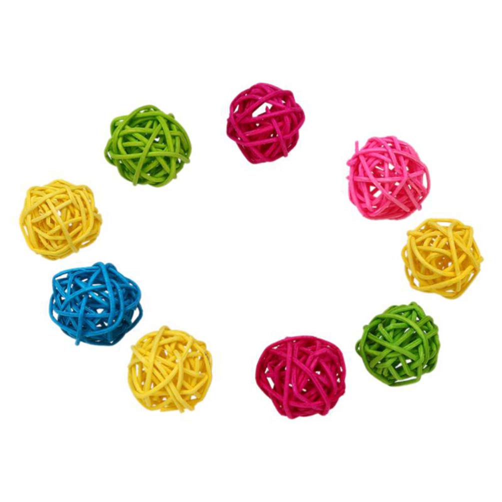 Balacoo 10Pcs Willow Branch Ball Durable Hanging Small Nontoxic Rattan Ball for Chewing Parrot Small Animals 5cm Assorted Color