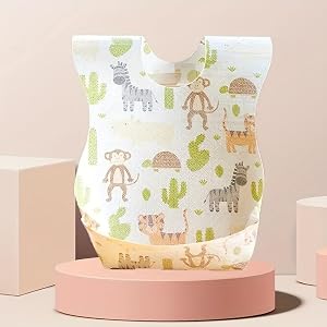 20pc Disposable Baby Bibs for Toddlers and Infants, Leakproof Paper Bibs with Crumb Catcher, Travel and Daycare Essentials, M