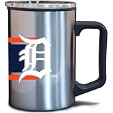 Logo Brands MLB Stripe Fusion Plastic Wall 15oz Stainless Steel Travel Mug (Detroit Tigers)