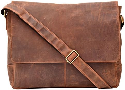 HIDE AND KNEE 2017 Leather 14 Liters Brown 15.6" Laptop Briefcase (HKC-F106-2017-BROWN)